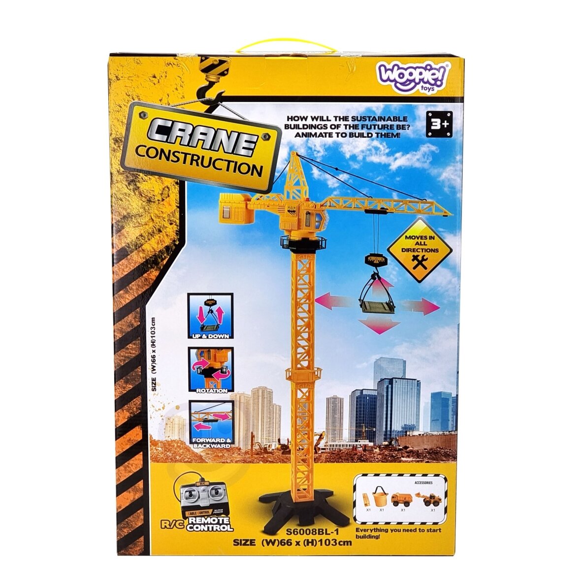 WOOPIE nuotoliniu būdu valdomas kranas 103cm R/C sunkvežimis ekskavatorius + 4 priedai 7