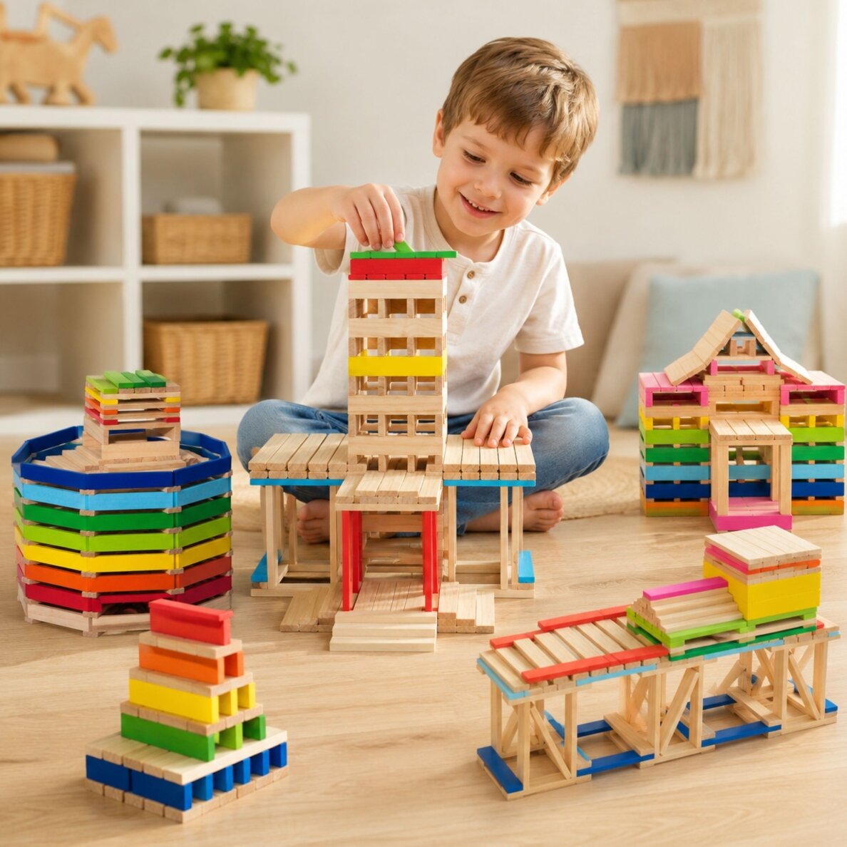 VIGA medinės statybinės kaladėlės pastatai 1