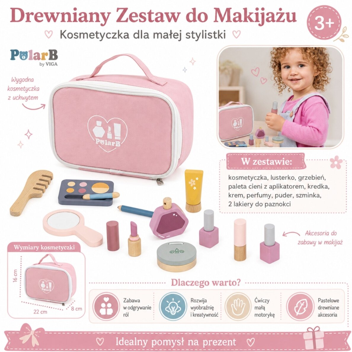 VIGA PolarB medinis makiažo rinkinys kosmetinėje 21 VIGA PolarB medinis makiažo rinkinys kosmetinėje 21