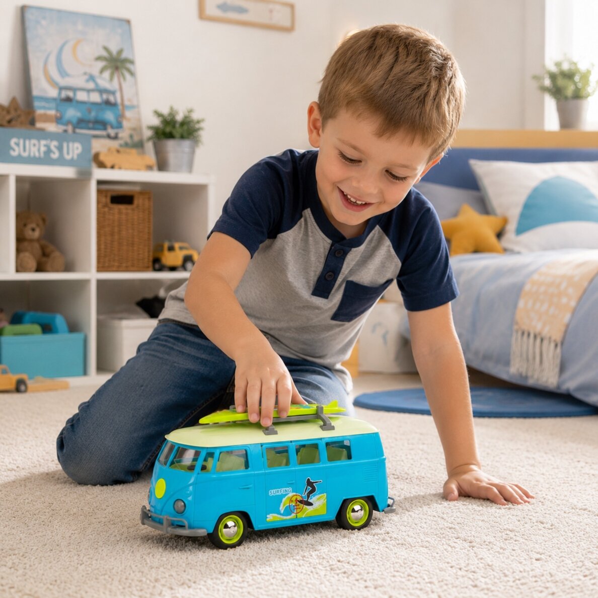 WOOPIE klasikinis „Surf Bus“ automobilis su šviesomis ir garsu, modelis 1:14 1