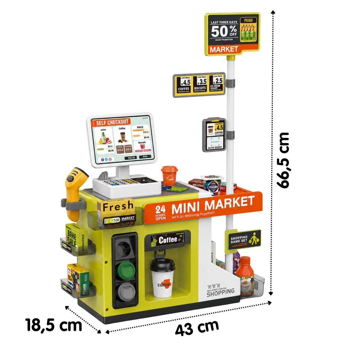 WOOPIE savitarnos kasos aparatas Mini Market Express su priedais 3 WOOPIE savitarnos kasos aparatas Mini Market Express su priedais 3