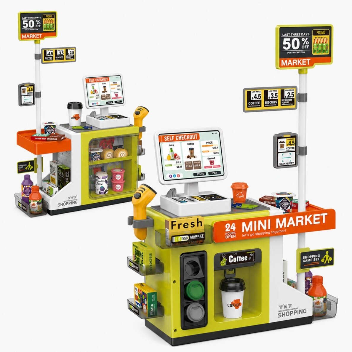 WOOPIE savitarnos kasos aparatas Mini Market Express su priedais 2 WOOPIE savitarnos kasos aparatas Mini Market Express su priedais 2
