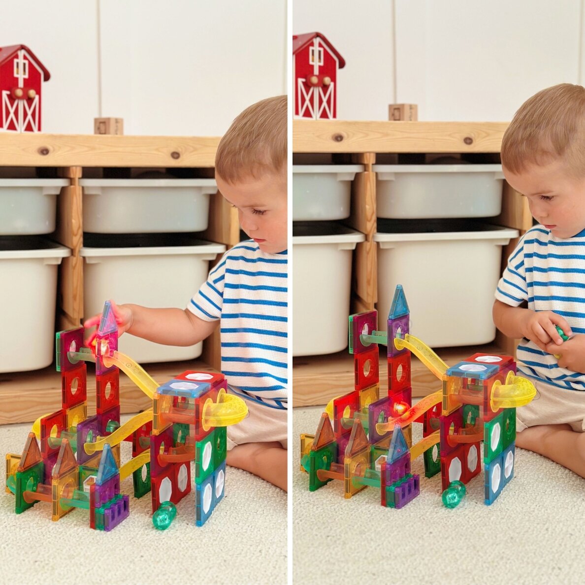 WOOPIE magnetiniai konstrukciniai blokai 3D edukacinis rinkinys kamuoliukų trasai 105 vnt. 5