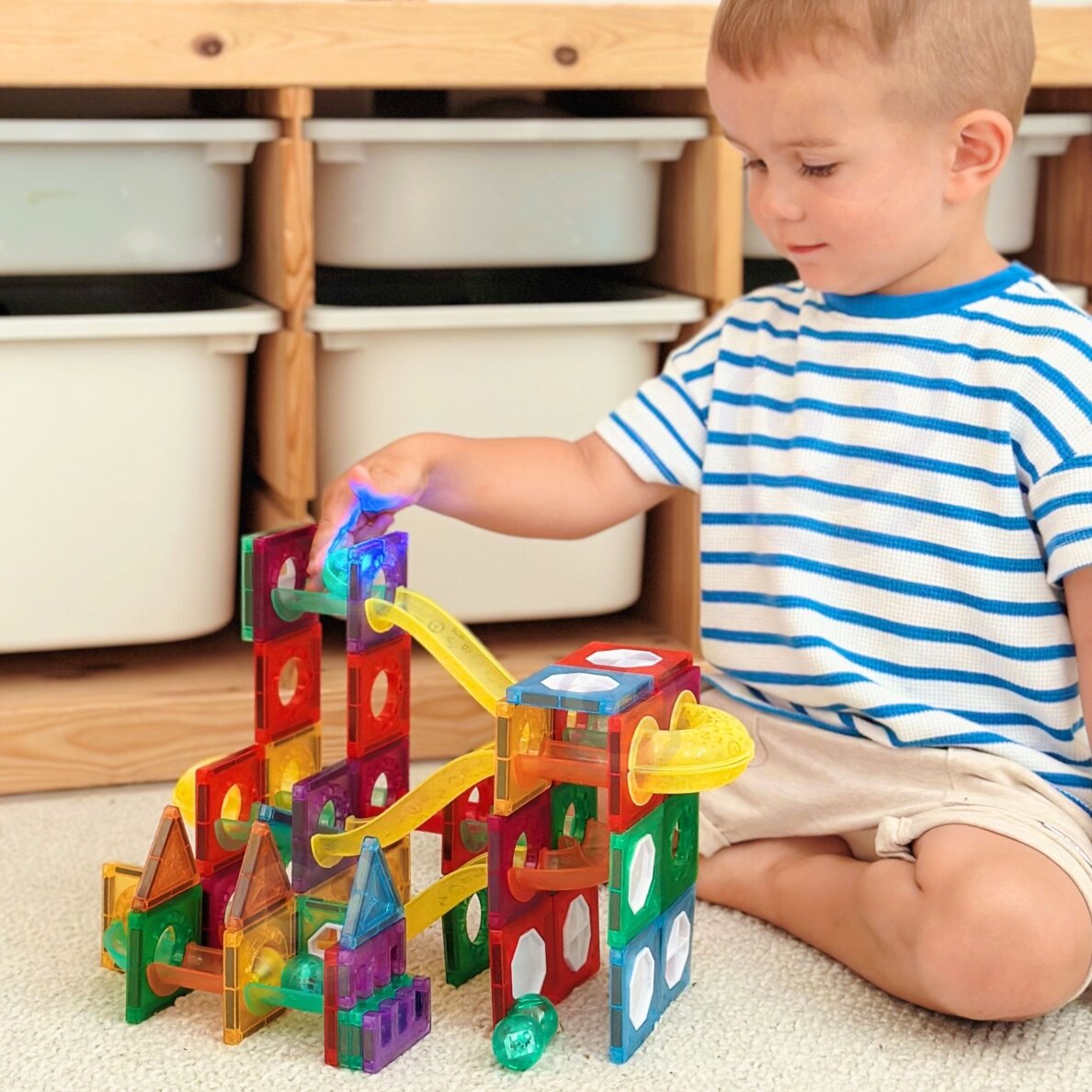WOOPIE magnetiniai konstrukciniai blokai 3D edukacinis rinkinys kamuoliukų trasai 105 vnt. 2 WOOPIE magnetiniai konstrukciniai blokai 3D edukacinis rinkinys kamuoliukų trasai 105 vnt. 2
