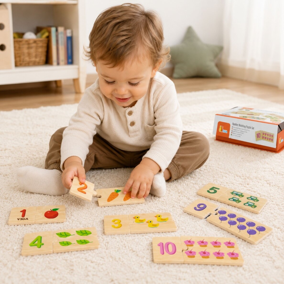 VIGA medinių dėlionių rinkinys „Suderink skaičius“ Montessori dėlionė 2 VIGA medinių dėlionių rinkinys „Suderink skaičius“ Montessori dėlionė 2