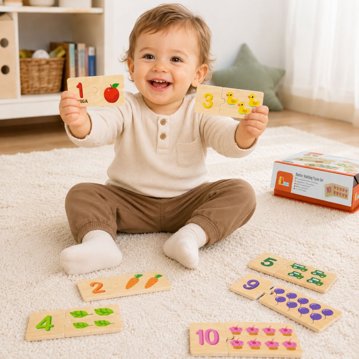 VIGA medinių dėlionių rinkinys „Suderink skaičius“ Montessori dėlionė 1 VIGA medinių dėlionių rinkinys „Suderink skaičius“ Montessori dėlionė 1
