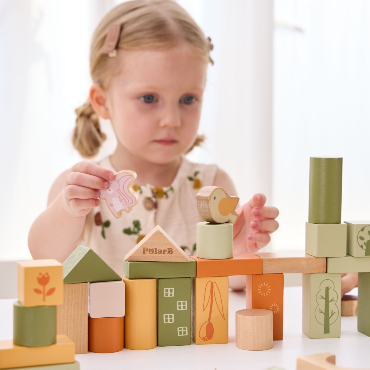 VIGA PolarB medinės kaladėlės Montessori kaladėlės Gyvūnai 50 vnt. 5