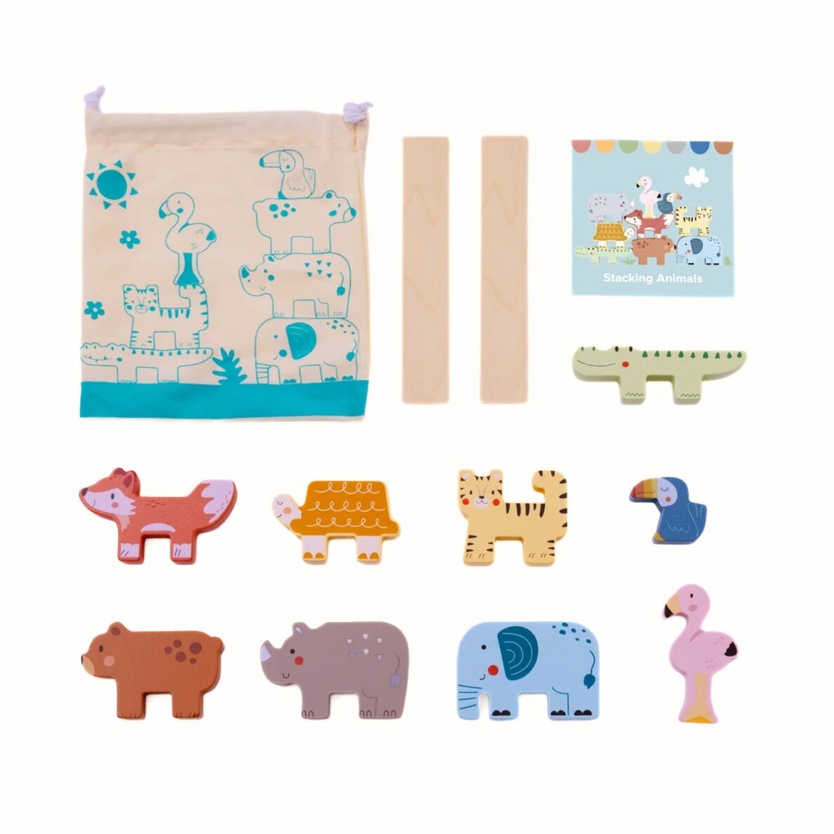 TOOKY TOY medinės kaladėlės dėlionė bokštui statyti, gyvūnų bokšto krovimas, Montessori, 13 vnt. 5 TOOKY TOY medinės kaladėlės dėlionė bokštui statyti, gyvūnų bokšto krovimas, Montessori, 13 vnt. 5