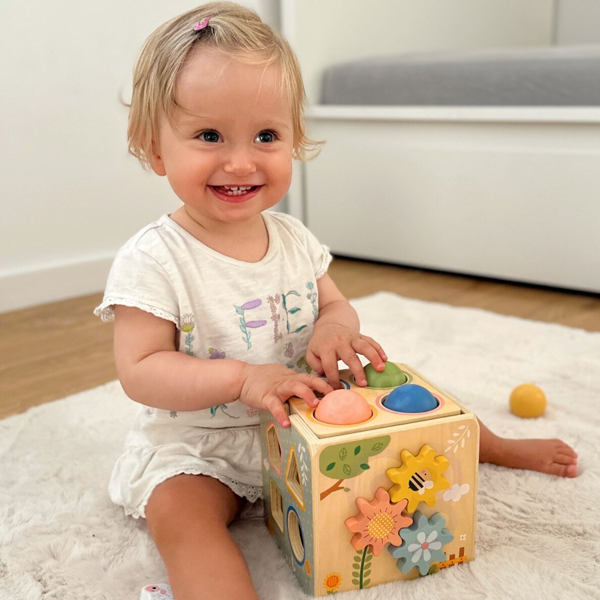 TOOKY TOY medinė edukacinė kubo formos dėlionė su spyruokle 5-in-1 1