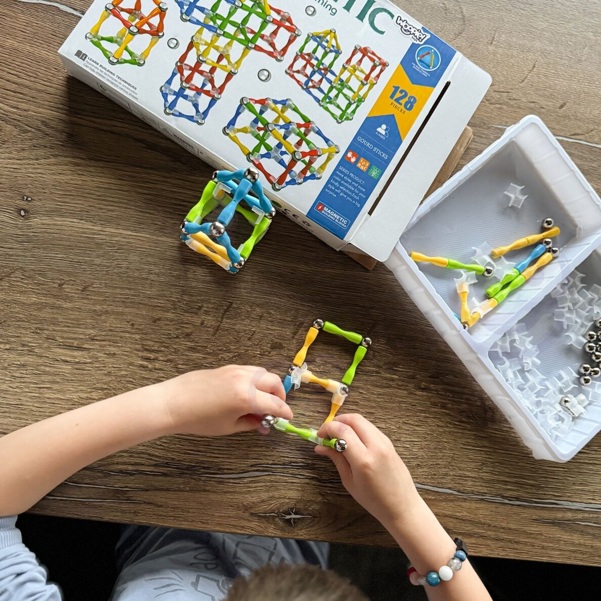 WOOPIE magnetinės konstrukcinės kaladėlės 3D 128 vnt. XXL 2