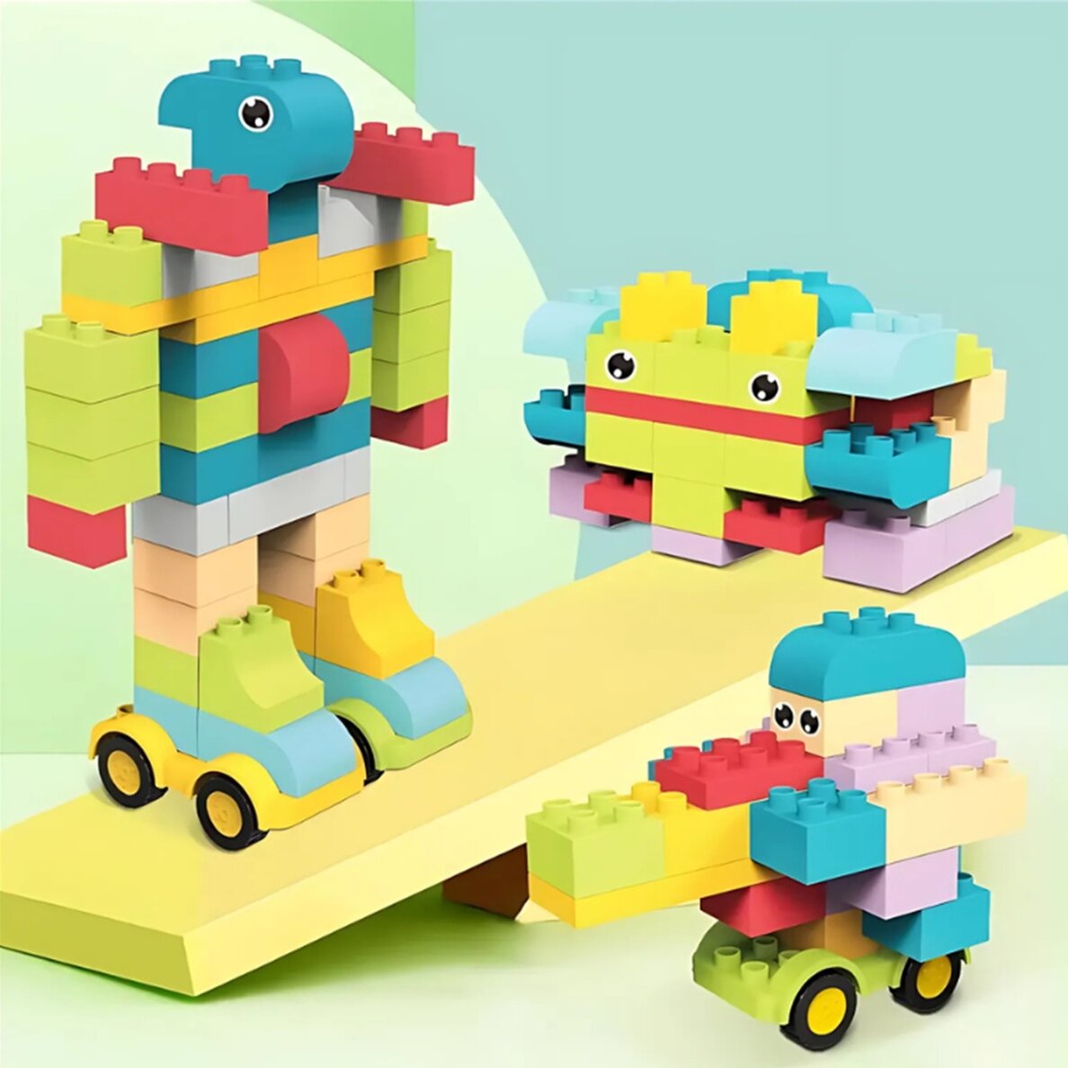 WOOPIE Minkšti statybiniai blokeliai Pasteliniai gyvūnai 86 vnt. 4