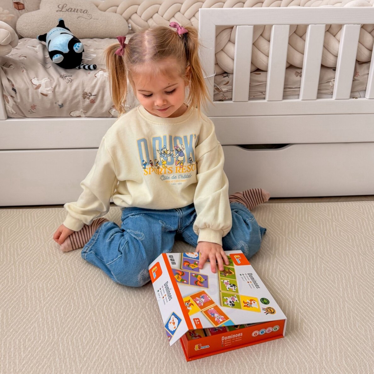 VIGA edukaciniai mediniai domino kaladėlių „Ūkis“ 28 vnt. Montessori 4
