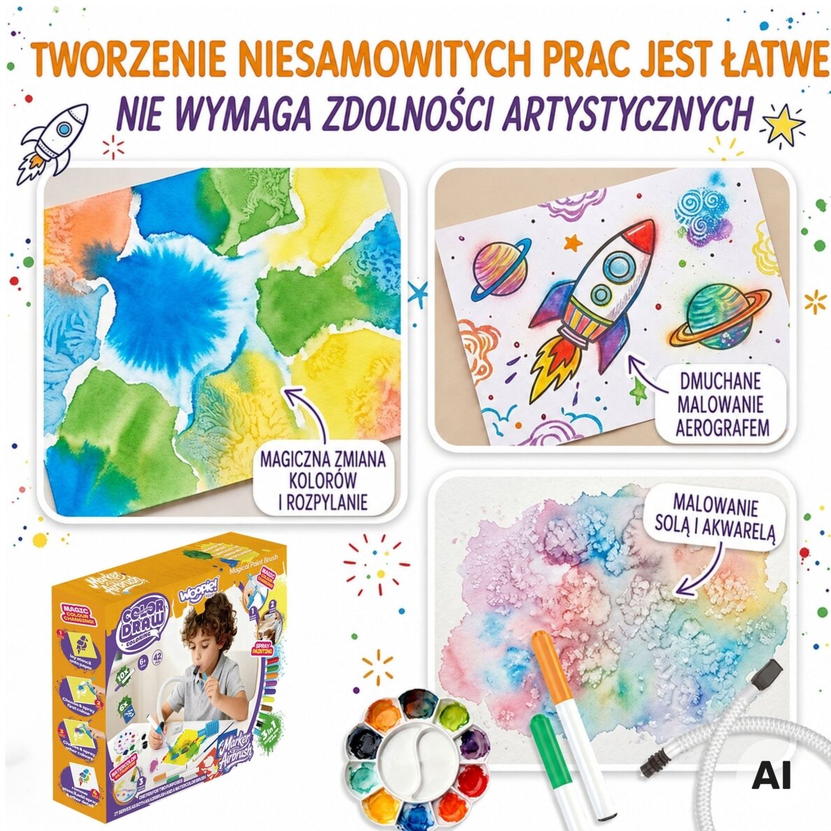 WOOPIE kūrybinis tapybos ir rankdarbių rinkinys 3 viename 42 vnt. 1