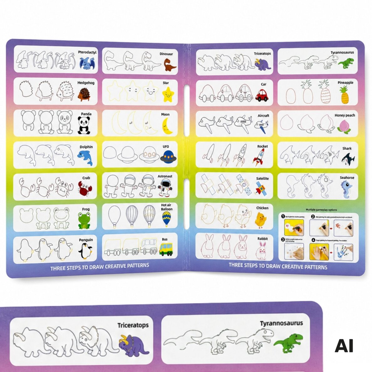 WOOPIE Magic Brush kūrybinis rinkinys piešimui su antspaudais vaikams 3+ 11