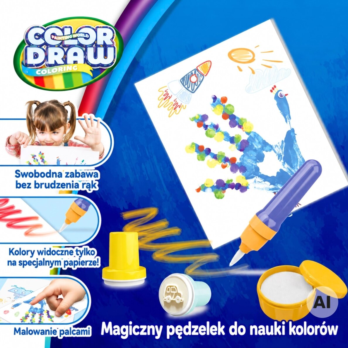 WOOPIE Magic Brush kūrybinis rinkinys piešimui su antspaudais vaikams 3+ 8