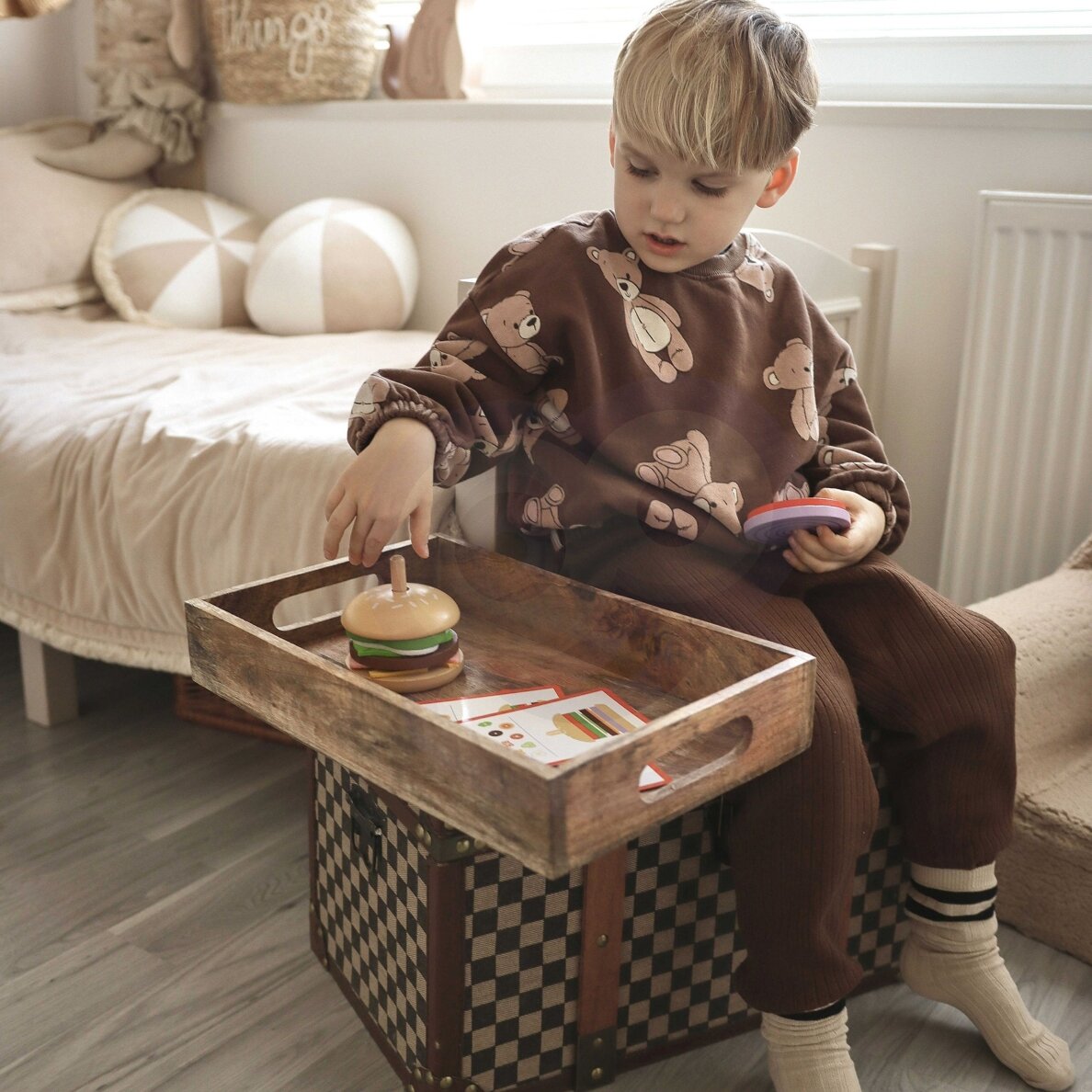 WOOPIE GREEN medinis mėsainio restorano dėlionės rinkinys vaikams 15 dalių FSC sertifikuotas 4