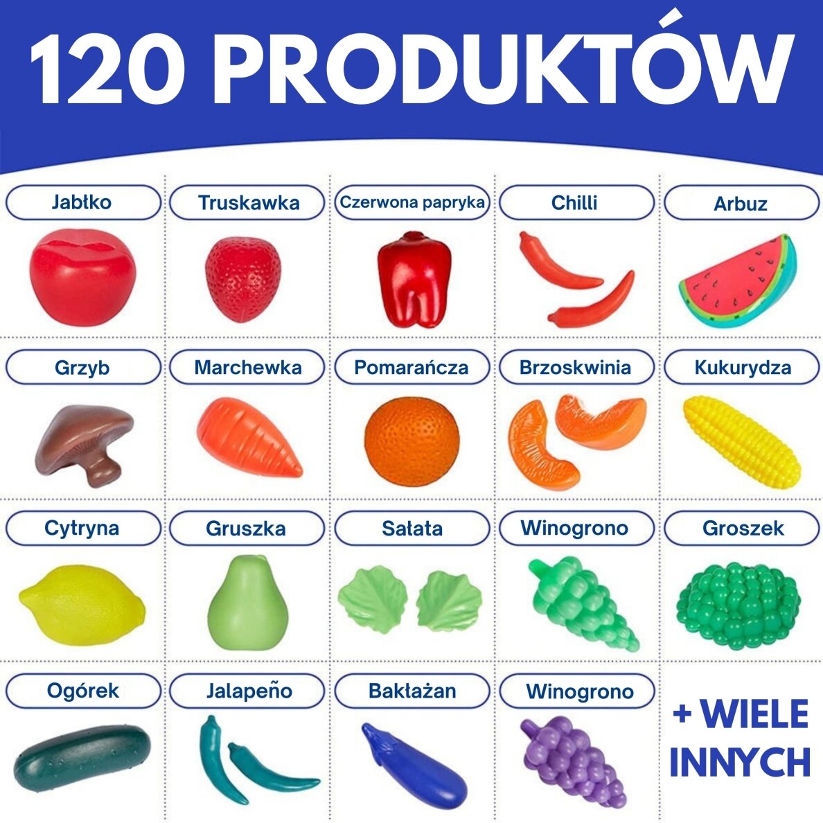 WOOPIE Rinkinys virtuvei / parduotuvei Daržovės Vaisiai 120 vnt. 4