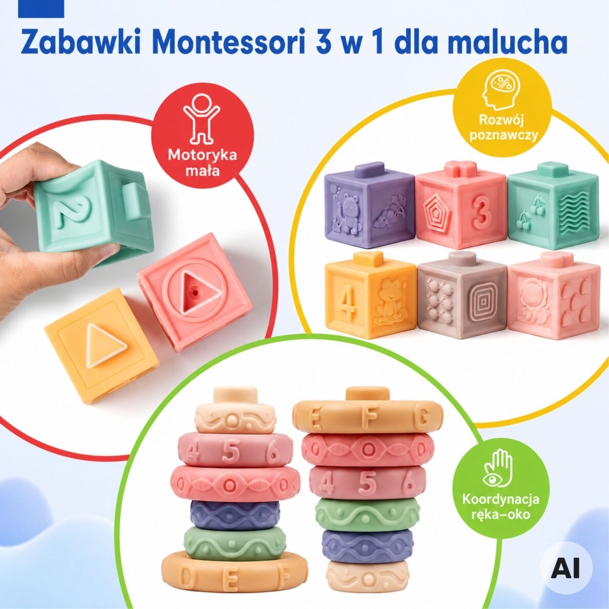 WOOPIE BABY Minkštos sensorinės kaladėlės 23 vnt. 6