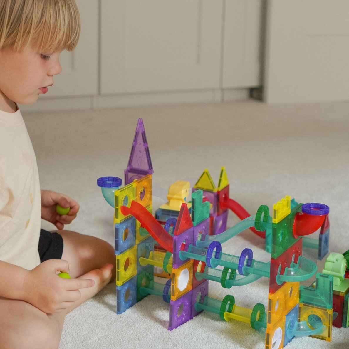 WOOPIE magnetiniai konstravimo blokeliai 3D edukacinis rinkinys kamuoliukų trasa 170 vnt. 1 WOOPIE magnetiniai konstravimo blokeliai 3D edukacinis rinkinys kamuoliukų trasa 170 vnt. 1