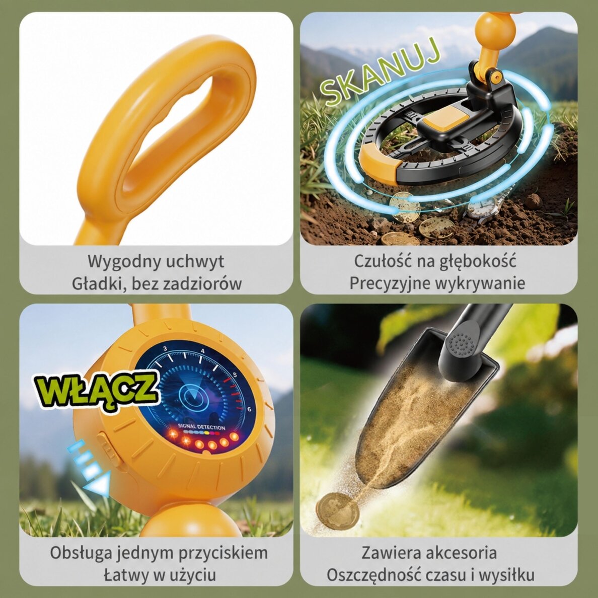 WOOPIE metalo detektorius vaikams su zondu, kastuvu, lobiams 1