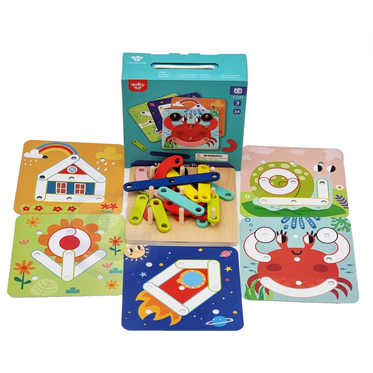TOOKY TOY Medinė mozaika ir karoliukų vėrimo dėlionė 30 dalių 12 TOOKY TOY Medinė mozaika ir karoliukų vėrimo dėlionė 30 dalių 12