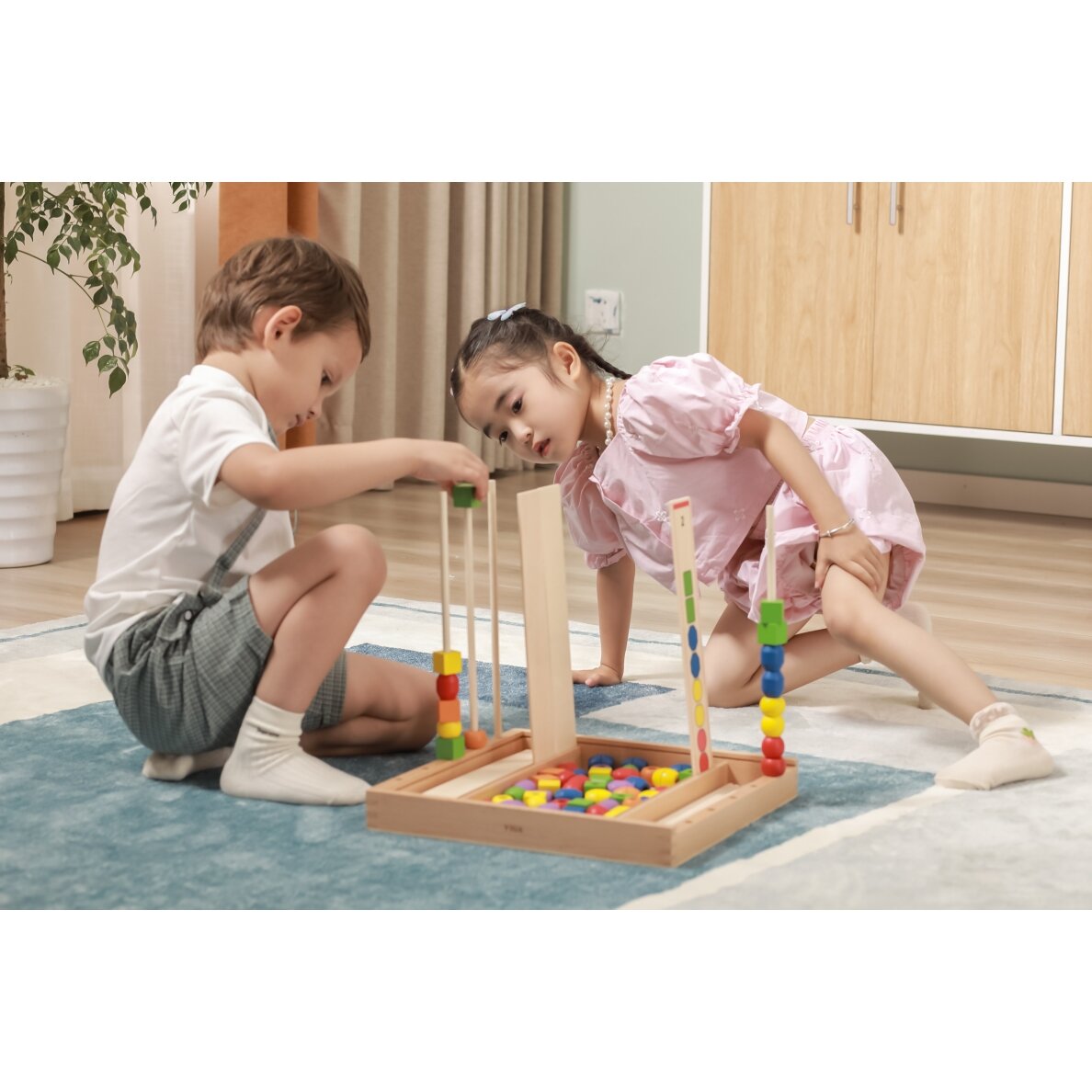 VIGA medinis edukacinis žaidimas „Loginiai karoliukai“ 104 dalių Montessori 4
