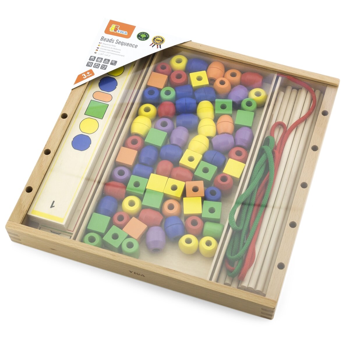 VIGA medinis edukacinis žaidimas „Loginiai karoliukai“ 104 dalių Montessori 8