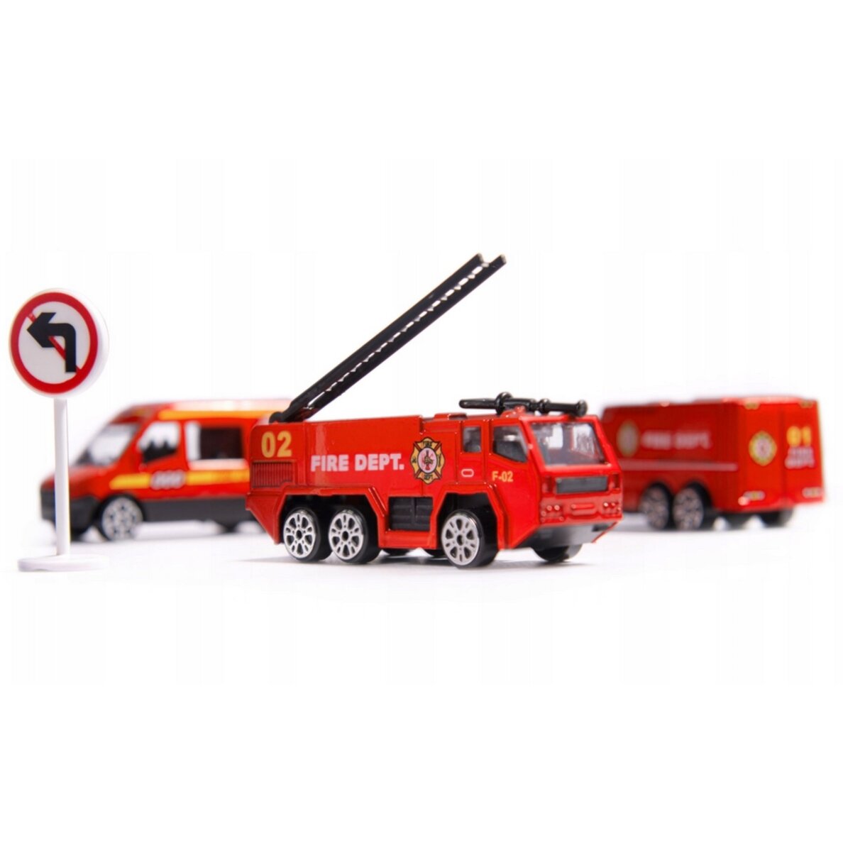 WOOPIE Sulankstomas lėktuvas Ugniagesių departamento transporteris su 3 ugniagesių automobiliais XL rinkinys kelio ženklai 13 WOOPIE Sulankstomas lėktuvas Ugniagesių departamento transporteris su 3 ugniagesių automobiliais XL rinkinys kelio ženklai 13