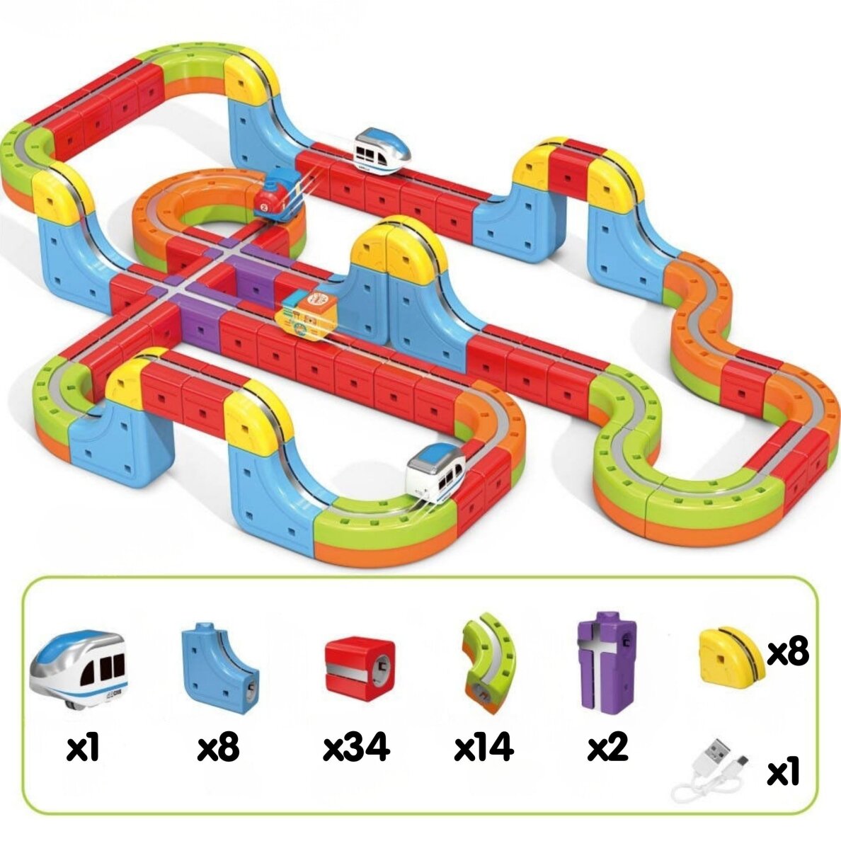 WOOPIE Magic Cube Train konstravimo blokeliai Anti-Gravity magnetinė trasa 68 vnt. 9