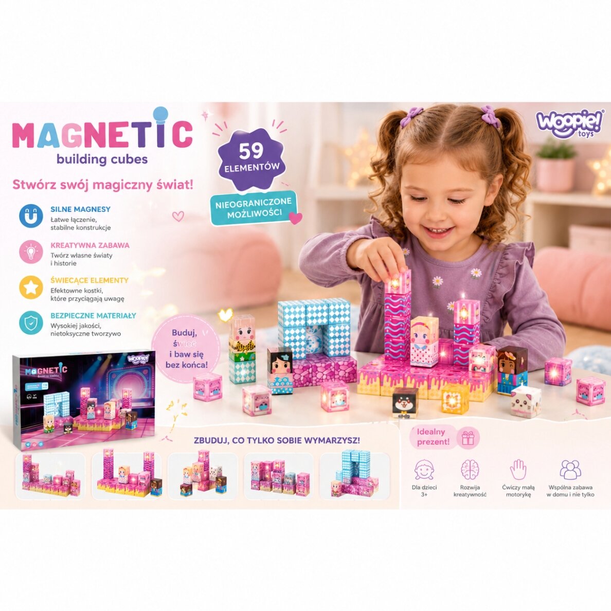 WOOPIE magnetinės statybinės kaladėlės scena 59 vnt. 6