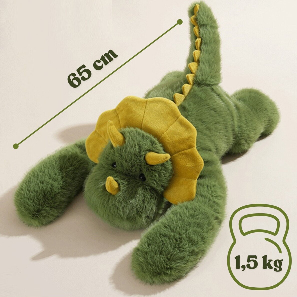 WOOPIE Dinozauras antistresinis sensorinis svertinis pliušinis žaislas sunkus meškiukas 65cm 1500g 11