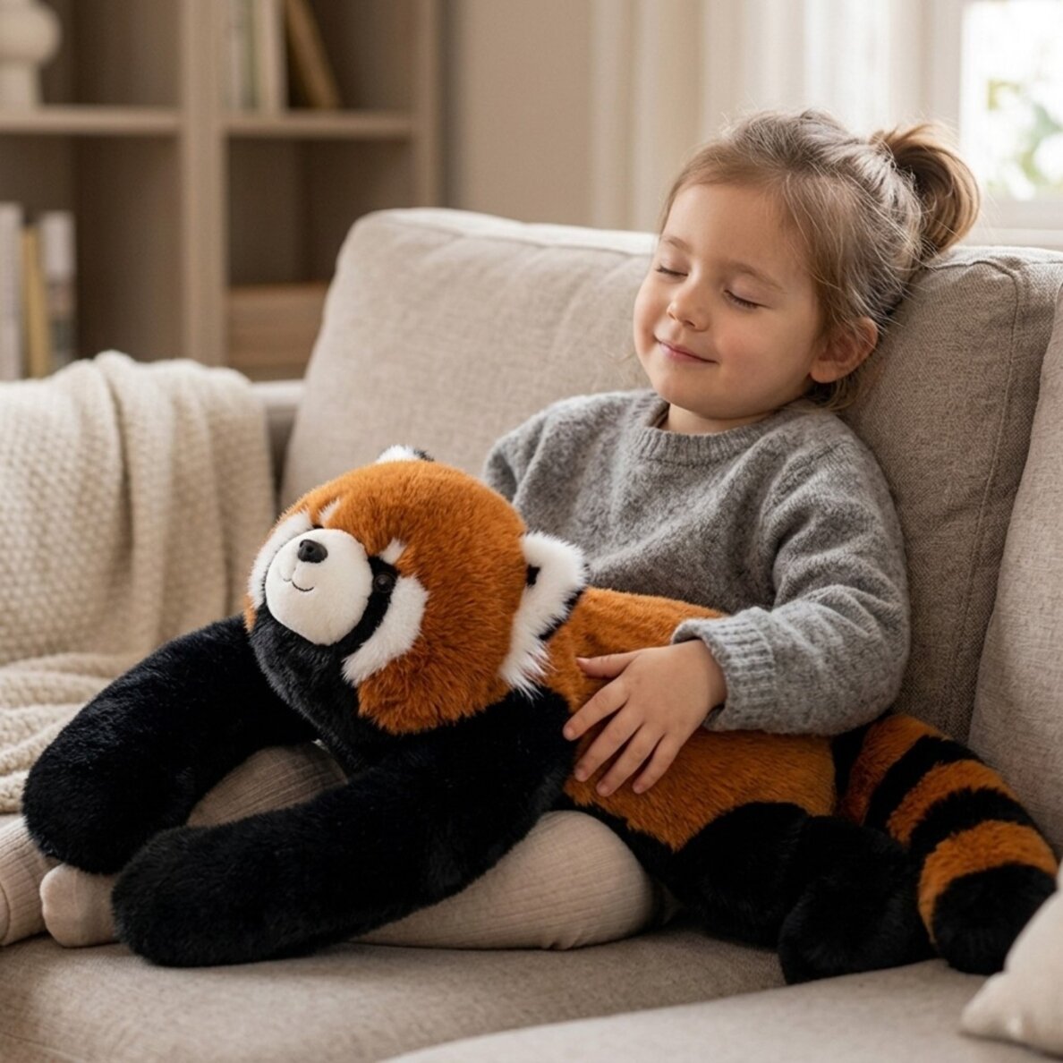 WOOPIE pasunkintas pliušinis žaislas raudonoji panda, antistresinis sensorinis sunkus meškiukas 65cm 2500g 4