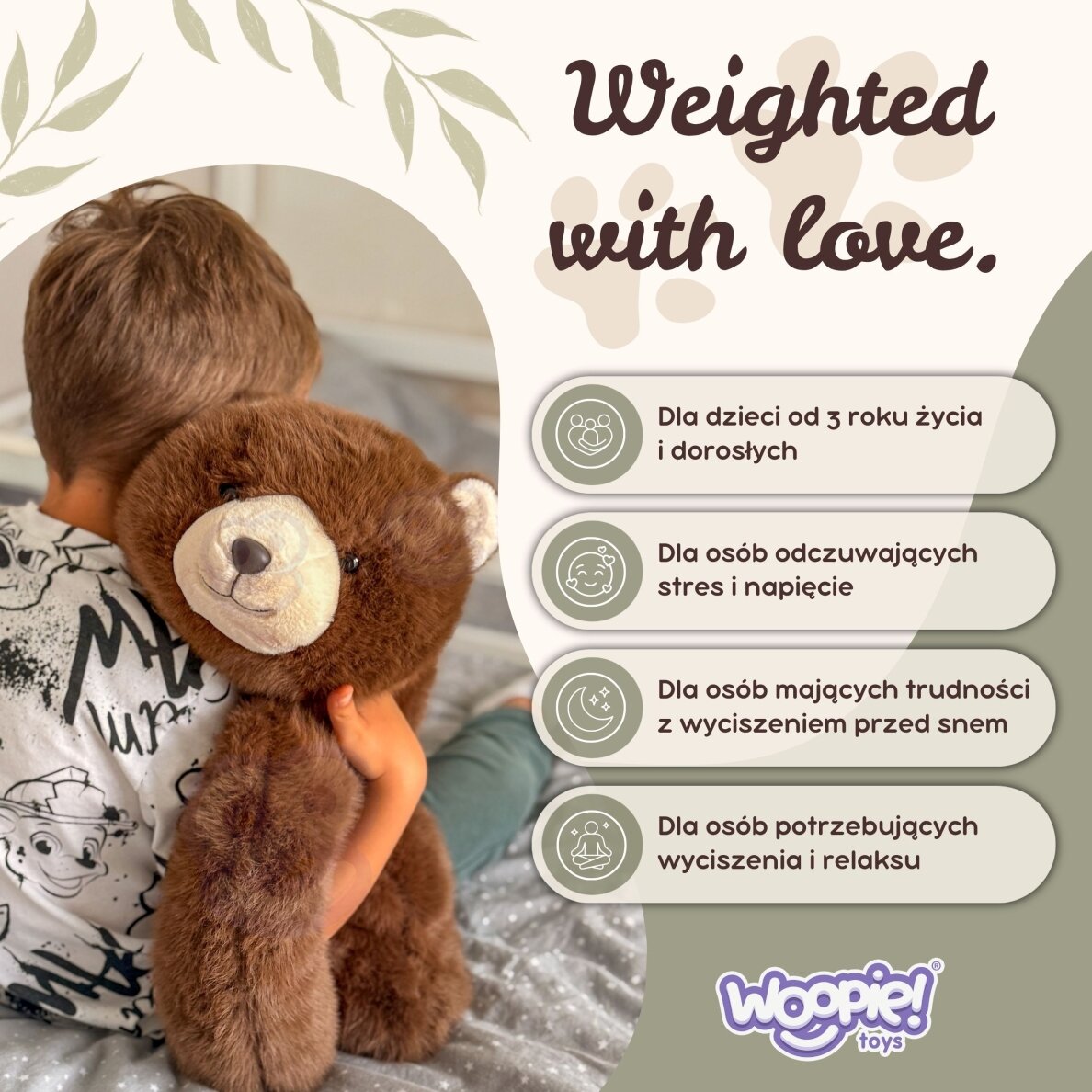 WOOPIE svertinis pliušinis meškiukas anti-streso sensorinis sunkus meškinas glėbio žaislas 65cm 2500g 1 WOOPIE svertinis pliušinis meškiukas anti-streso sensorinis sunkus meškinas glėbio žaislas 65cm 2500g 1