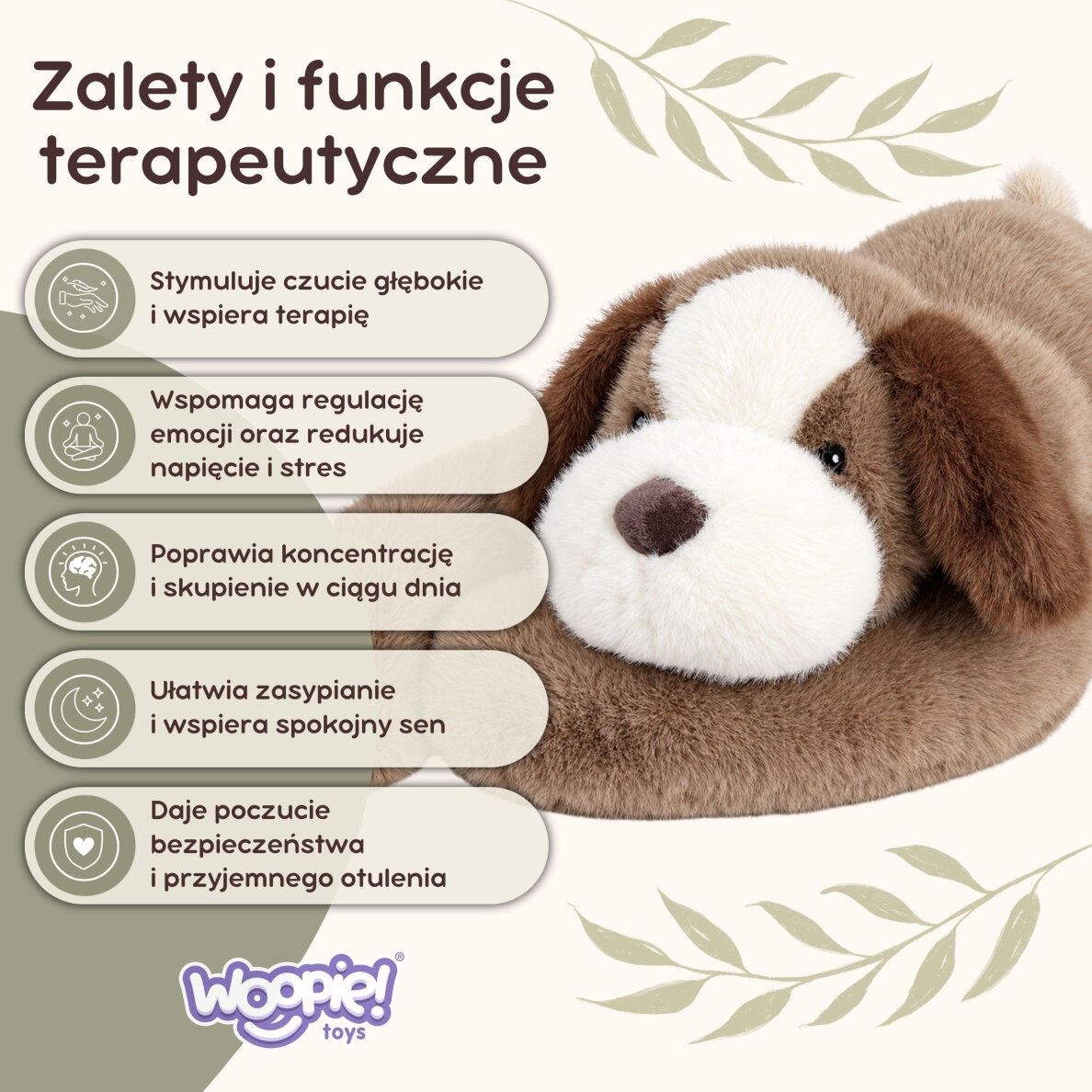 WOOPIE šuniuko svertinis sensorinis pliušinis žaislas 1.5kg 1 WOOPIE šuniuko svertinis sensorinis pliušinis žaislas 1.5kg 1