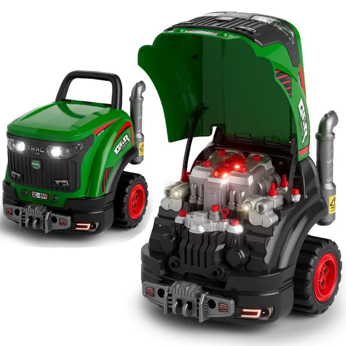 WOOPIE Interaktyvios mechaniko dirbtuvės traktorius su daugybe priedų 60 vnt. 4