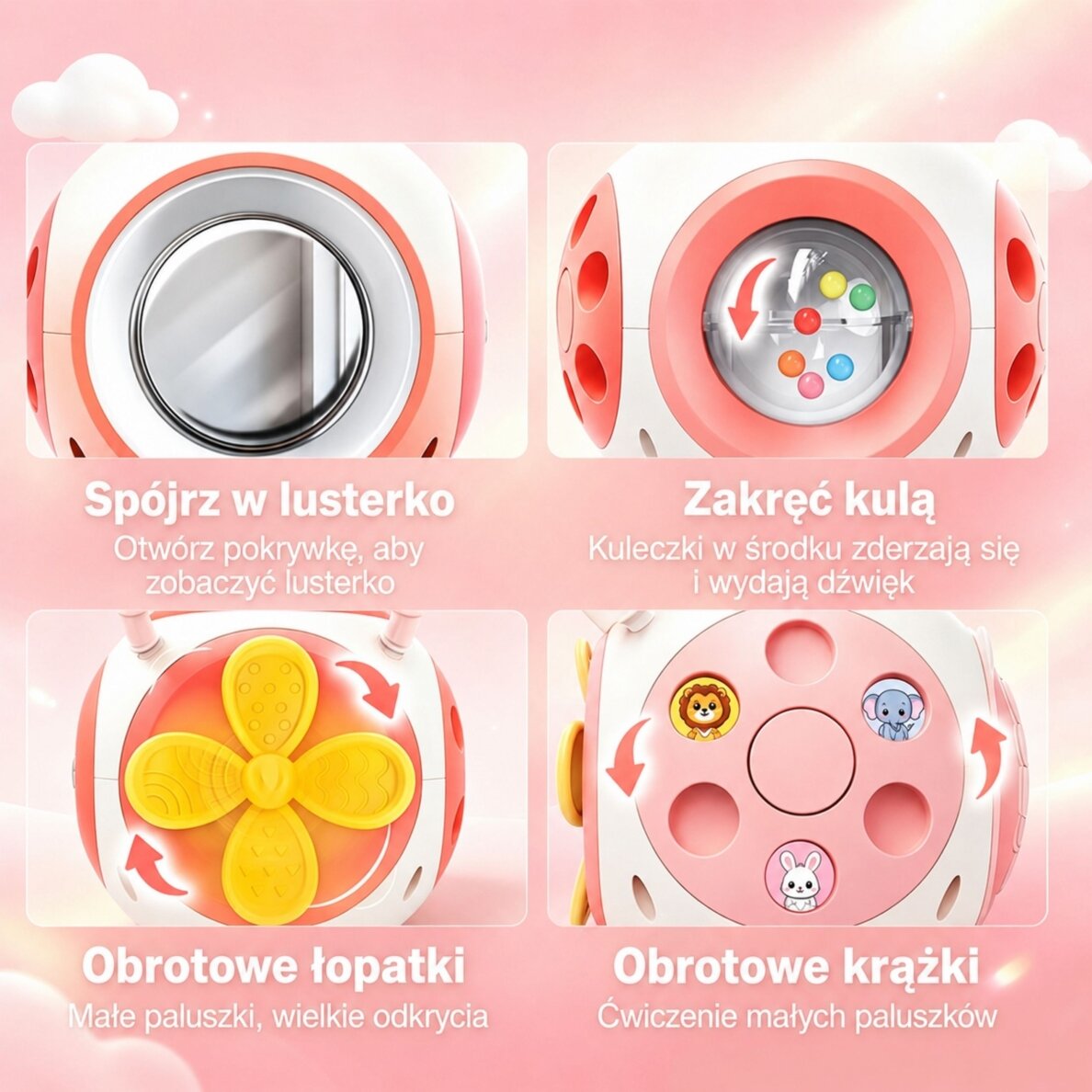 WOOPIE Formų rūšiuoklis edukacinis pianinas vaikams rožinis 3