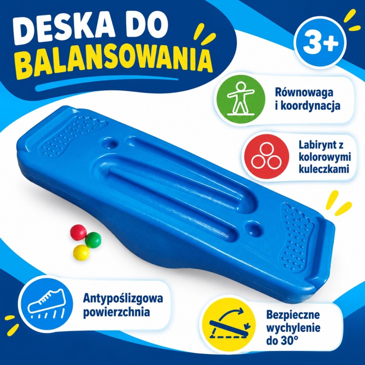WOOPIE mėlyna pusiausvyros lenta su sensoriniu labirintu 1 WOOPIE mėlyna pusiausvyros lenta su sensoriniu labirintu 1