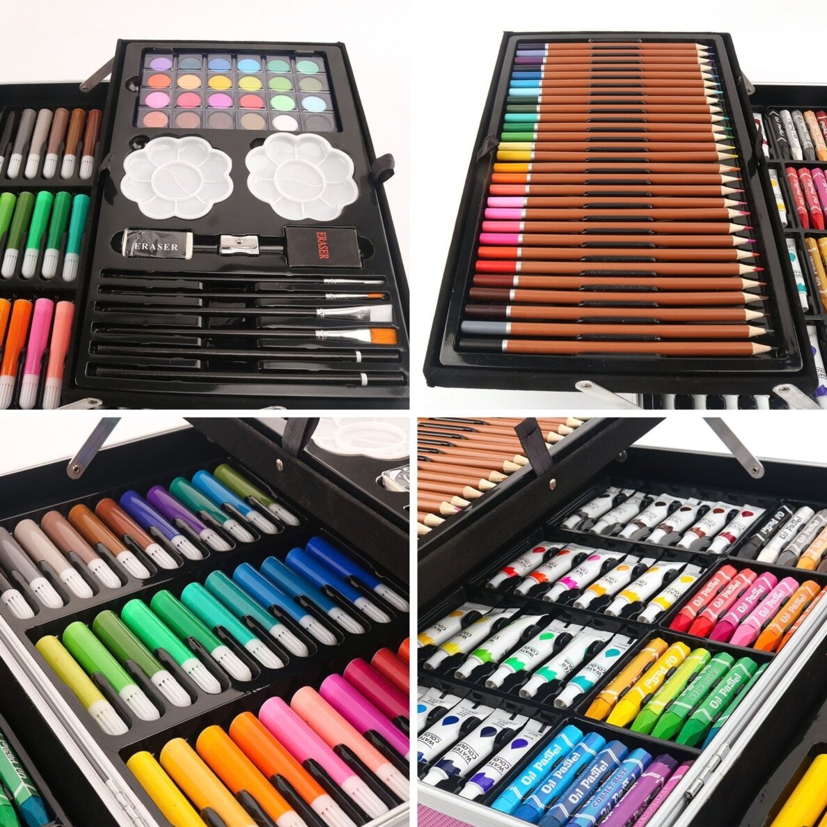 Woopie meno rinkinys lagaminėlyje su vaškinėmis kreidelėmis ir dažais Vienaragis 1