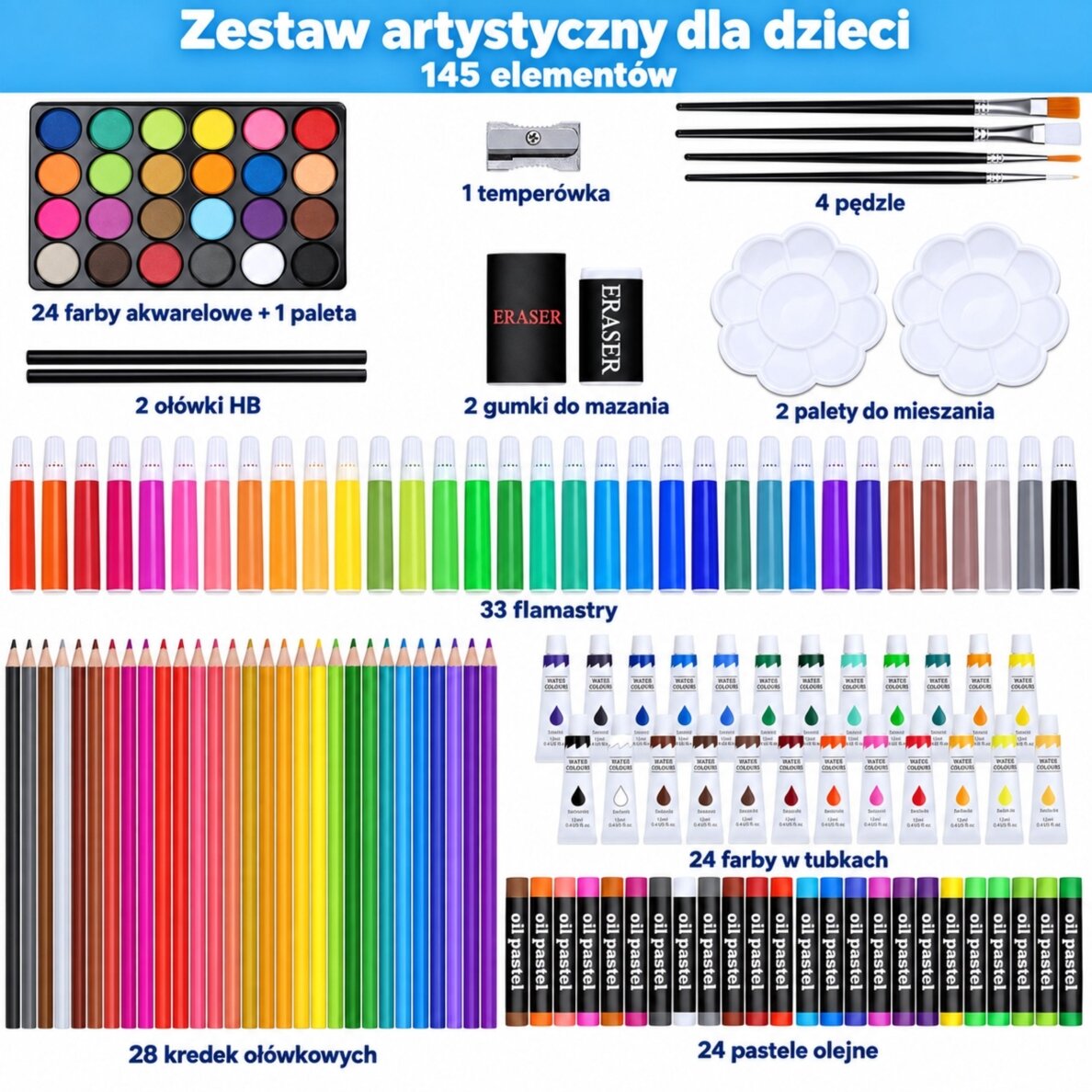 Woopie meno rinkinys lagaminėlyje su vaškinėmis kreidelėmis ir dažais Vienaragis 4 Woopie meno rinkinys lagaminėlyje su vaškinėmis kreidelėmis ir dažais Vienaragis 4