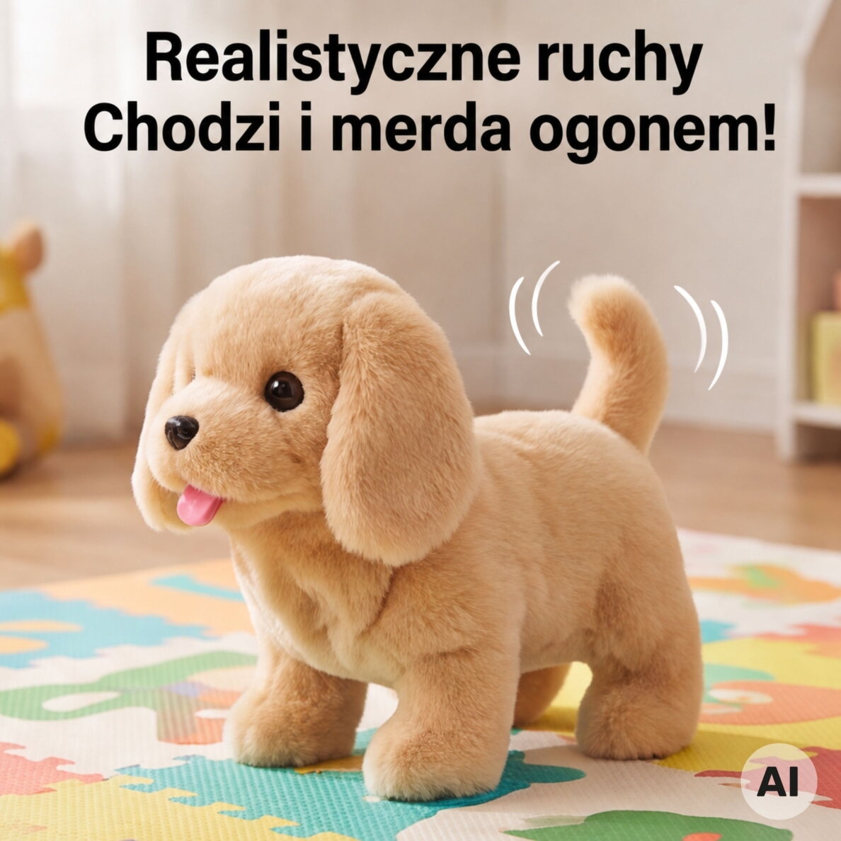 WOOPIE interaktyvus rudas šuniukas su pavadėliu ir priedais 4