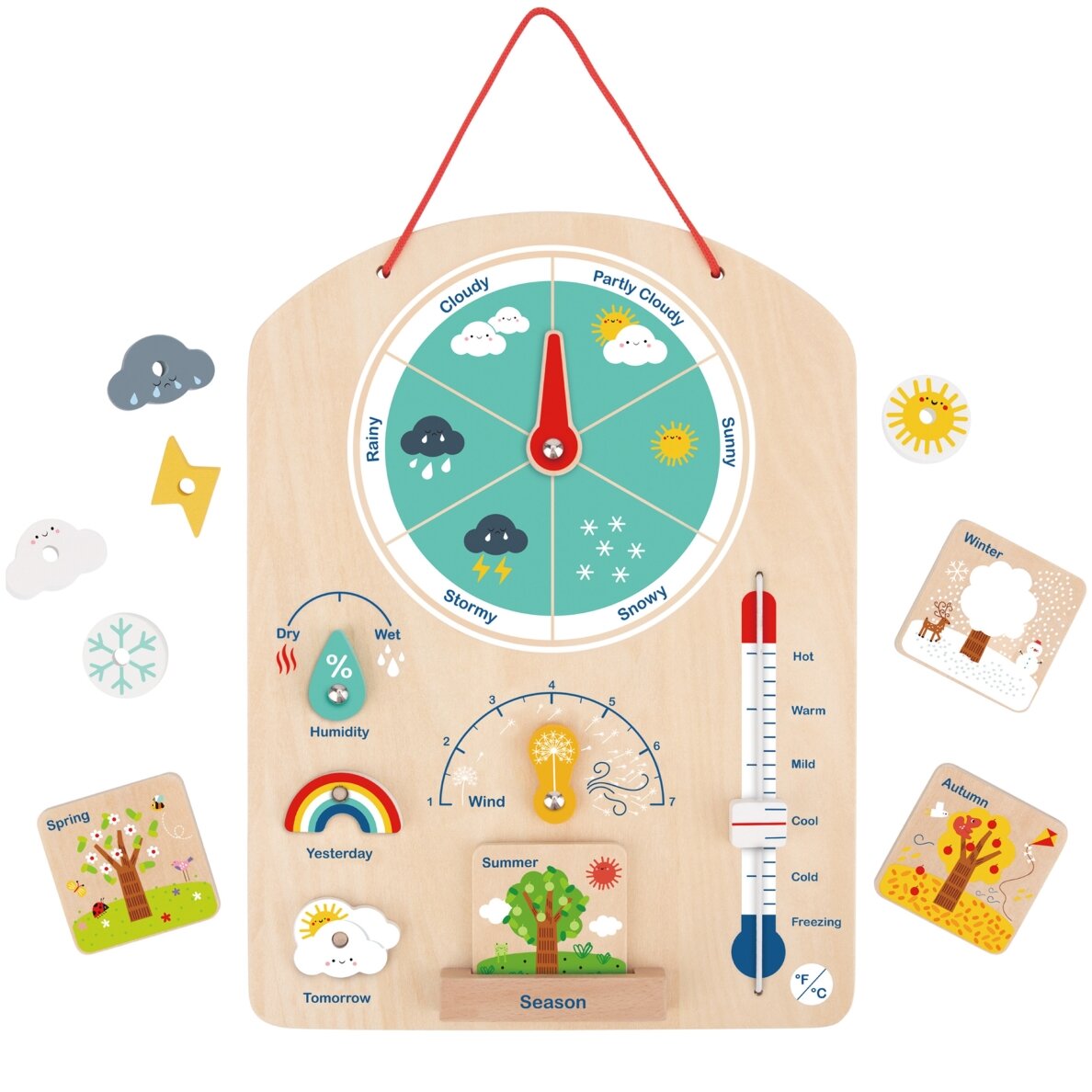 Tooky Toy edukacinė Montessori dėžutė – dėlionė, skaitliukai ir orų lenta 6 in 1, skirta vaikams nuo 3 metų 11