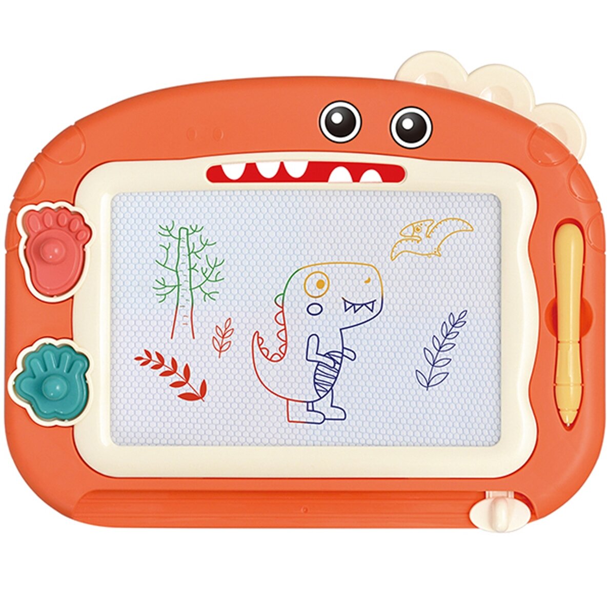 WOOPIE magnetinė spalvota rašymo lenta su markeriu + 2 dinozaurų antspaudai 1 WOOPIE magnetinė spalvota rašymo lenta su markeriu + 2 dinozaurų antspaudai 1