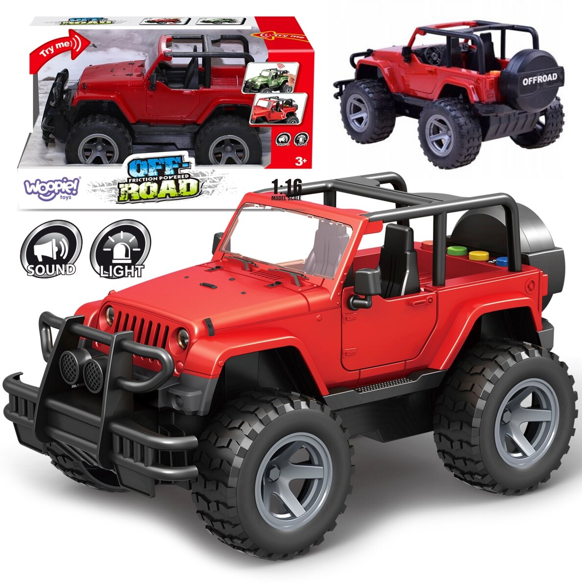 WOOPIE Jeep visureigis su garsu ir šviesa WOOPIE Jeep visureigis su garsu ir šviesa