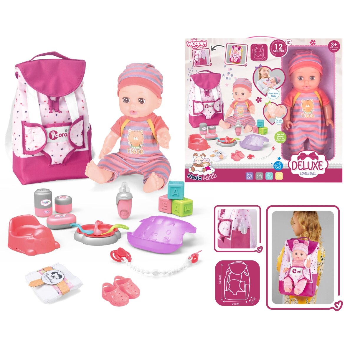 WOOPIE ROYAL lėlės auklės rinkinys su priedais 19 vnt. 4 WOOPIE ROYAL lėlės auklės rinkinys su priedais 19 vnt. 4