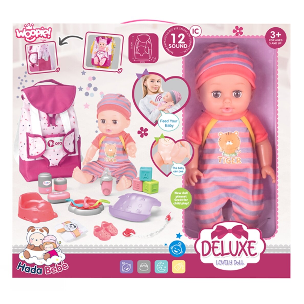 WOOPIE ROYAL lėlės auklės rinkinys su priedais 19 vnt. 6 WOOPIE ROYAL lėlės auklės rinkinys su priedais 19 vnt. 6