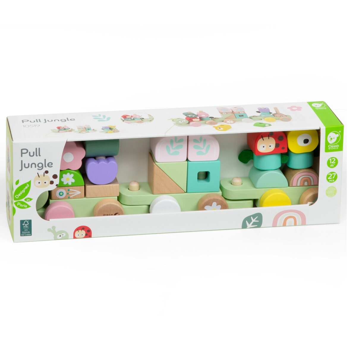CLASSIC WORLD Montessori medinis vikšro traukinio dėlionė 12