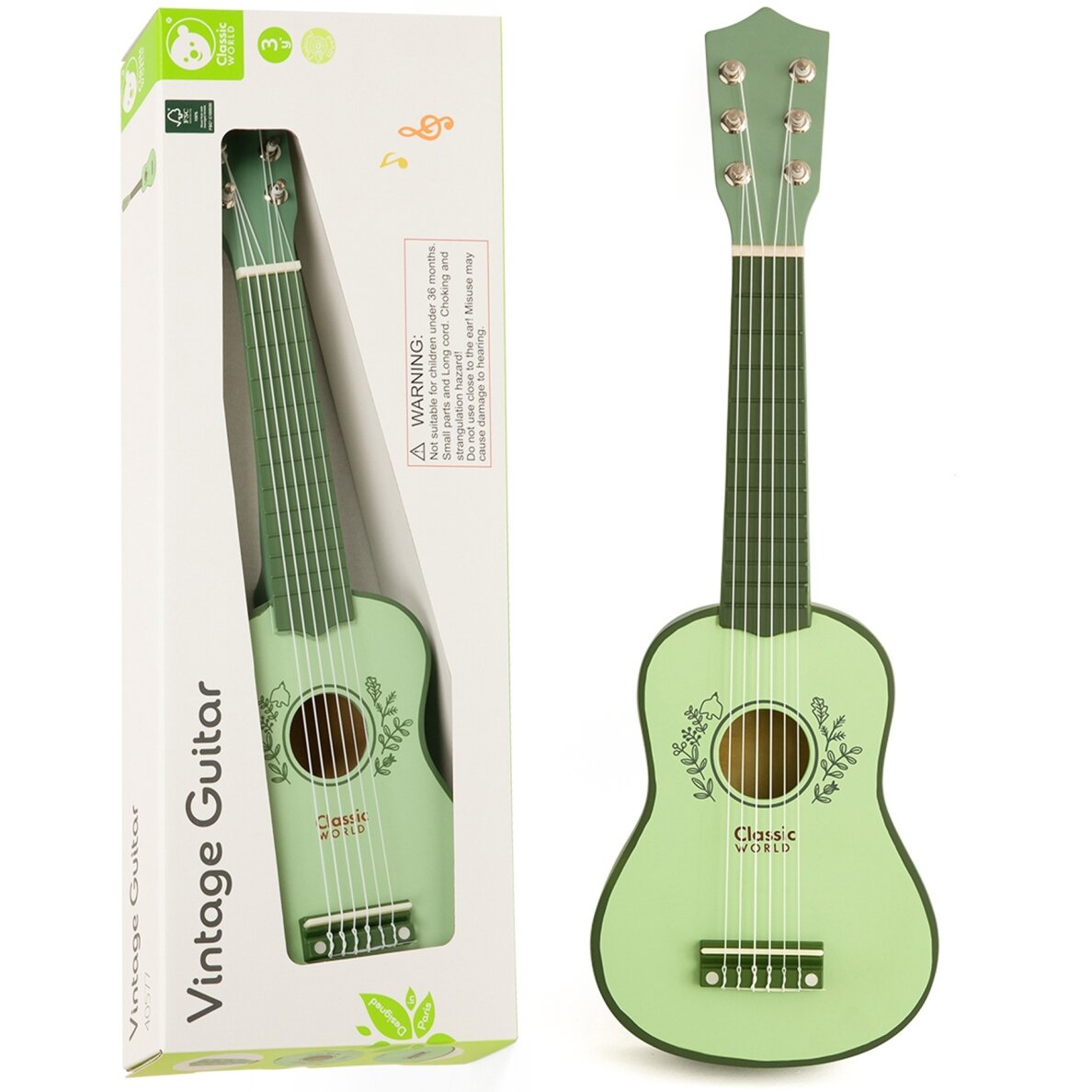 CLASSIC WORLD medinė gitara vaikams vintažinis muzikos instrumentas 3+ 11 CLASSIC WORLD medinė gitara vaikams vintažinis muzikos instrumentas 3+ 11