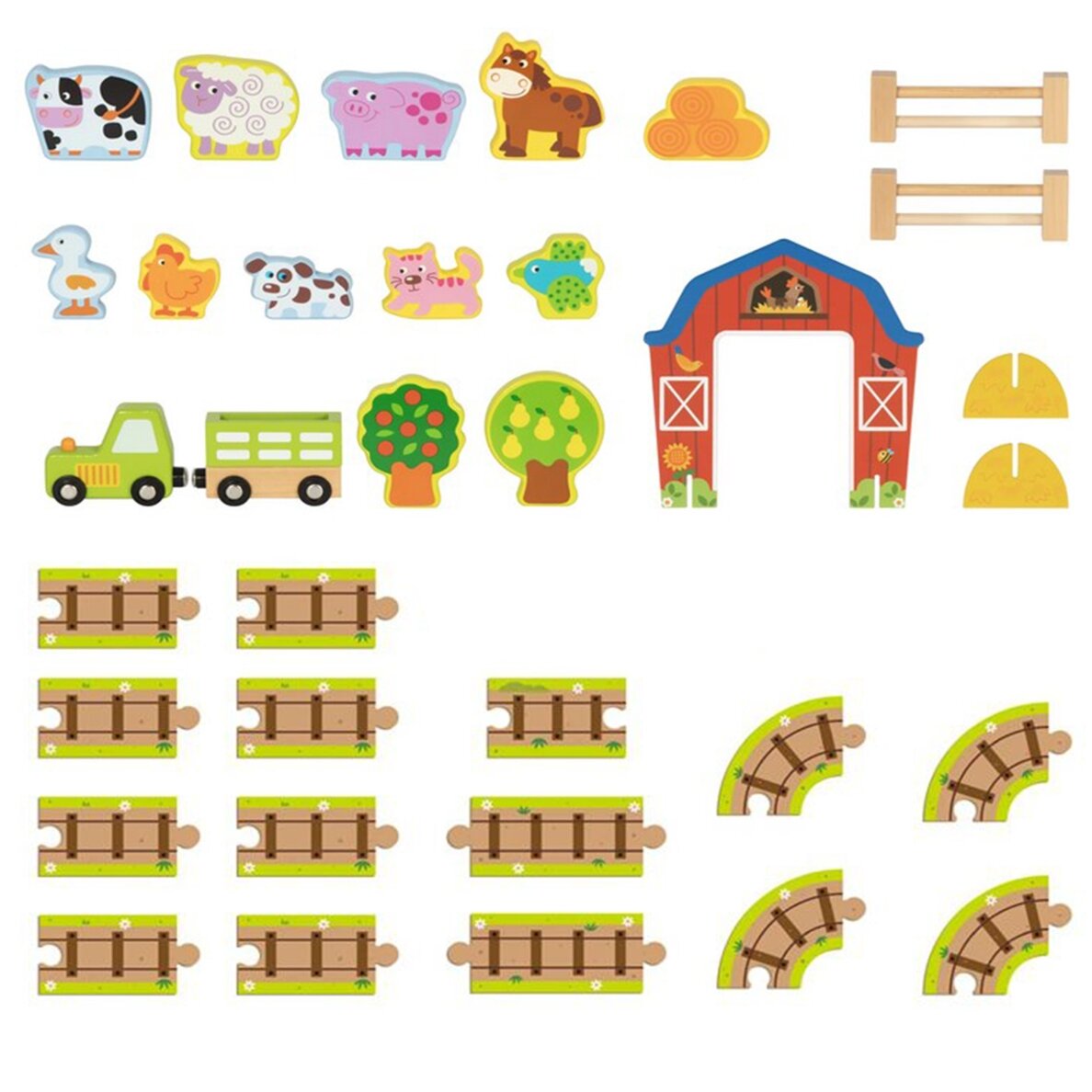 TOOKY TOY Medinis ūkis lagamine, figūrėlės ir transporto priemonės 7