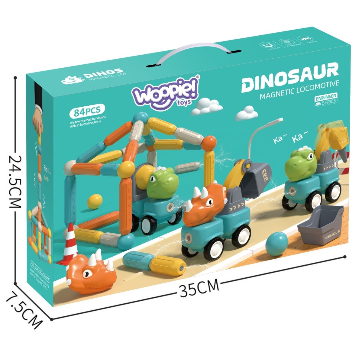 WOOPIE magnetiniai konstravimo blokeliai Dinozaurai 84 vnt. 15