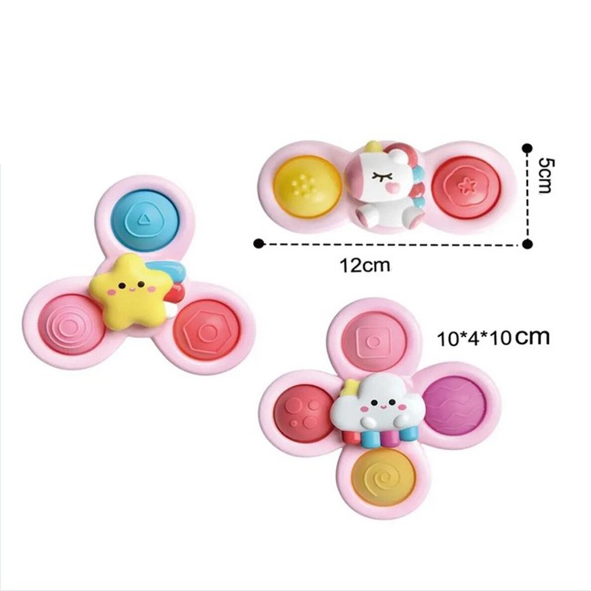 WOOPIE BABY Space Spinner Pop-it sensorinis žaislas su keičiamosiomis dalimis 3 vnt. rožinis. 8
